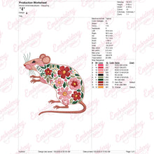 Floral Rat Mouse Embroidery Design