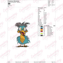 Funny Crazy Bird Embroidery Design