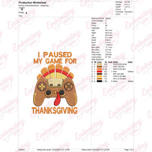 I Paused My Game For Thanksgiving Embroidery Design