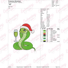 Santa Hat Snake with Drink Christmas Embroidery Design