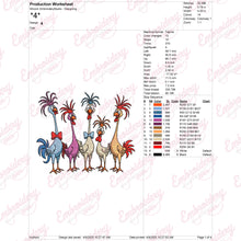 Colorful Crazy Chickens Embroidery Design