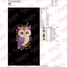 Cute Owl Girl On Branch Machine Embroidery