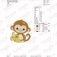 Monkey With Banana Embroidery Design