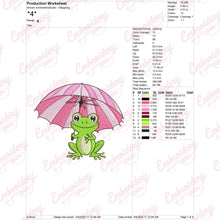 Frog With Umbrella Machine Embroidery Design