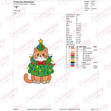 Christmas Cat Tree Embroidery Design