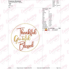Thankful Grateful Blessed Thanksgiving Quote Embroidery File