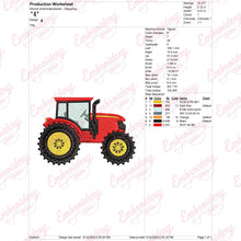 Red Fram Tractor Embroidery Design