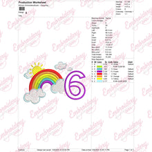 Rainbow Birthday Number 6 Embroidery Design