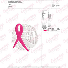Dig For Cure Ribbon Volleyball Breast Cancer Embroidery Design