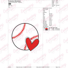 Baseball Heart Embroidery Design