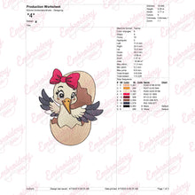 Baby Stork Bird Girl Sitting Inside Of Egg Embroidery Design