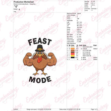 Feast Mode On Turkey Muscle Thanksgiving Embroidery Design