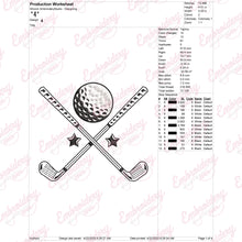 Golf Clubs & Ball Embroidery Design