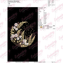 Floral Garden Under Moonlit Night Sky Embroidery Design