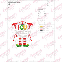 ICU Christmas Crew Nurse Elf Embroidery Design