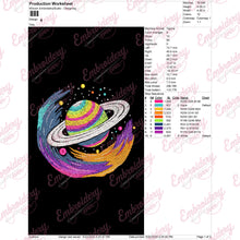 Neon Saturn Embroidery Design