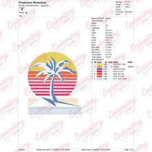 Colorful Sunset Palm Tree Embroidery Design