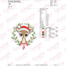 Sweet Deer with Santa Hat Christmas Embroidery Design