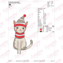 Christmas Hat Wearing Kitty Embroidery Design