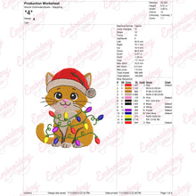 Christmas Cat with Lights Embroidery Design