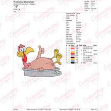 Thanksgiving Turkey Roast Embroidery Design Instant Download