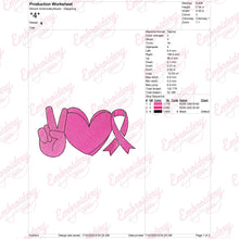 Peace Love Care Breast Cancer Embroidery Design