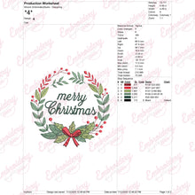 Merry Christmas Wreath Embroidery Design