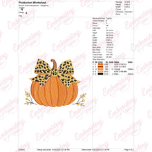 Pumpkin With Leopard Print Bow Thanksgiving Embroidery Design