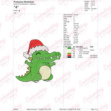 Christmas Crocodile Alligator With Santa Hat Embroidery Design
