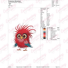 Funny Crazy Bird Embroidery Design Character Stitch