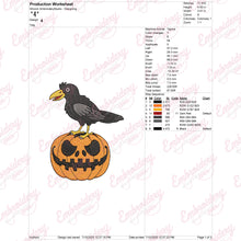Crow On Halloween Pumpkin Embroidery Design