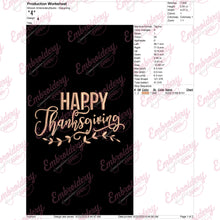 Happy Thanksgiving Embroidery Machine File