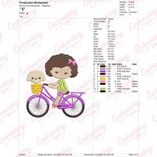 Cute Girl Riding Bicycle Embroidery Design