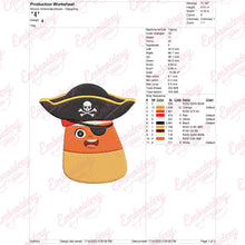 Pirate Candy Corn Halloween Embroidery Design