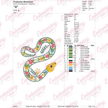 Floral Snake Embroidery Design