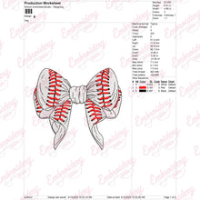 Baseball Bow Tie Embroidery Design
