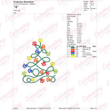 Paw Print Christmas Tree Embroidery Design