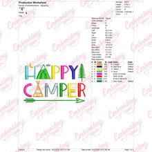 Happy Camper Embroidery Design