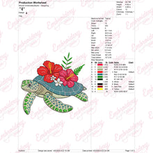 Sea Turtle With Flower Embroidery Design