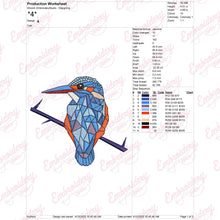 Kingfisher Bird Embroidery Design