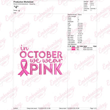 In October We Wear Pink Breast Cancer Embroidery Design