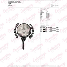 Golf Ball With Laurel Wreath Embroidery Design