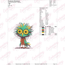 Unique Crazy Bird Cartoon Embroidery Design