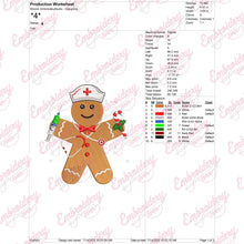 Gingerbread Nurse Christmas Embroidery Design