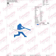 Baseball Batting Embroidery Design