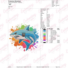 Colorful Shark Embroidery Design