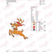 Christmas Reindeer In Santa Hat Embroidery Design