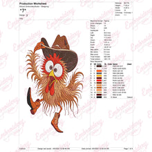 Crazy Chicken Rooster Wearing Cowboy Hat Embroidery Design