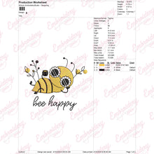 Bee Happy Funny Bee Embroidery Design
