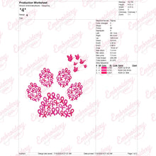 Pink Ribbon Dog Paw Print Breast Cancer Embroidery Design